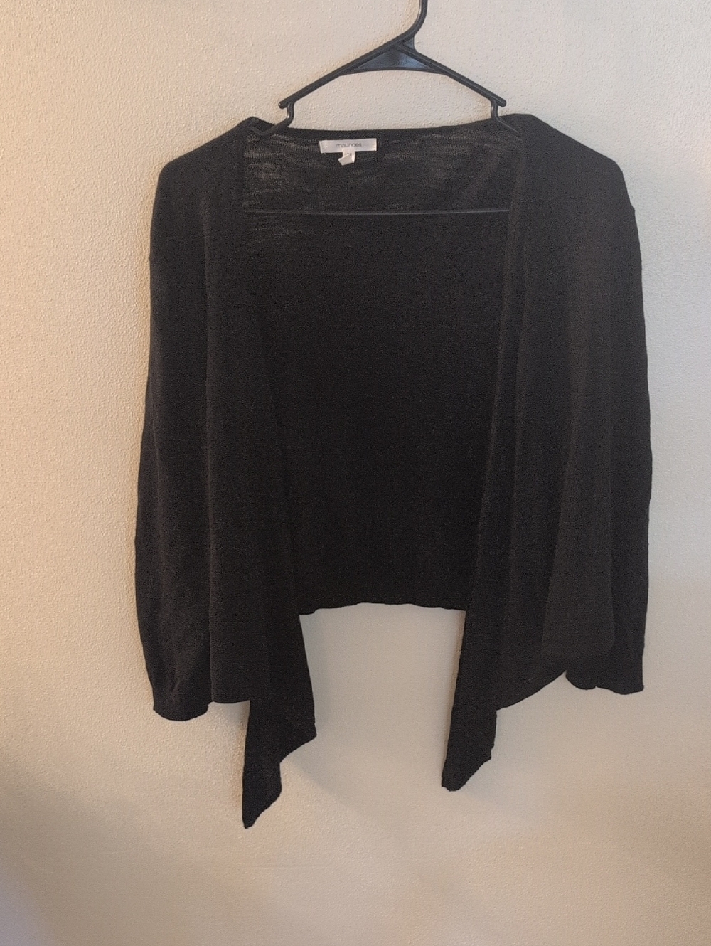 Black Open-Front Women’s Cropped Sweater Cardigan